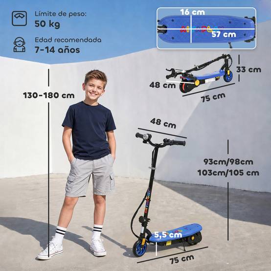 Sans Marque - Trottinette électrique enfants 7-14 ans pliable phare LED roues frein 12 km/h bleue - Image 5
