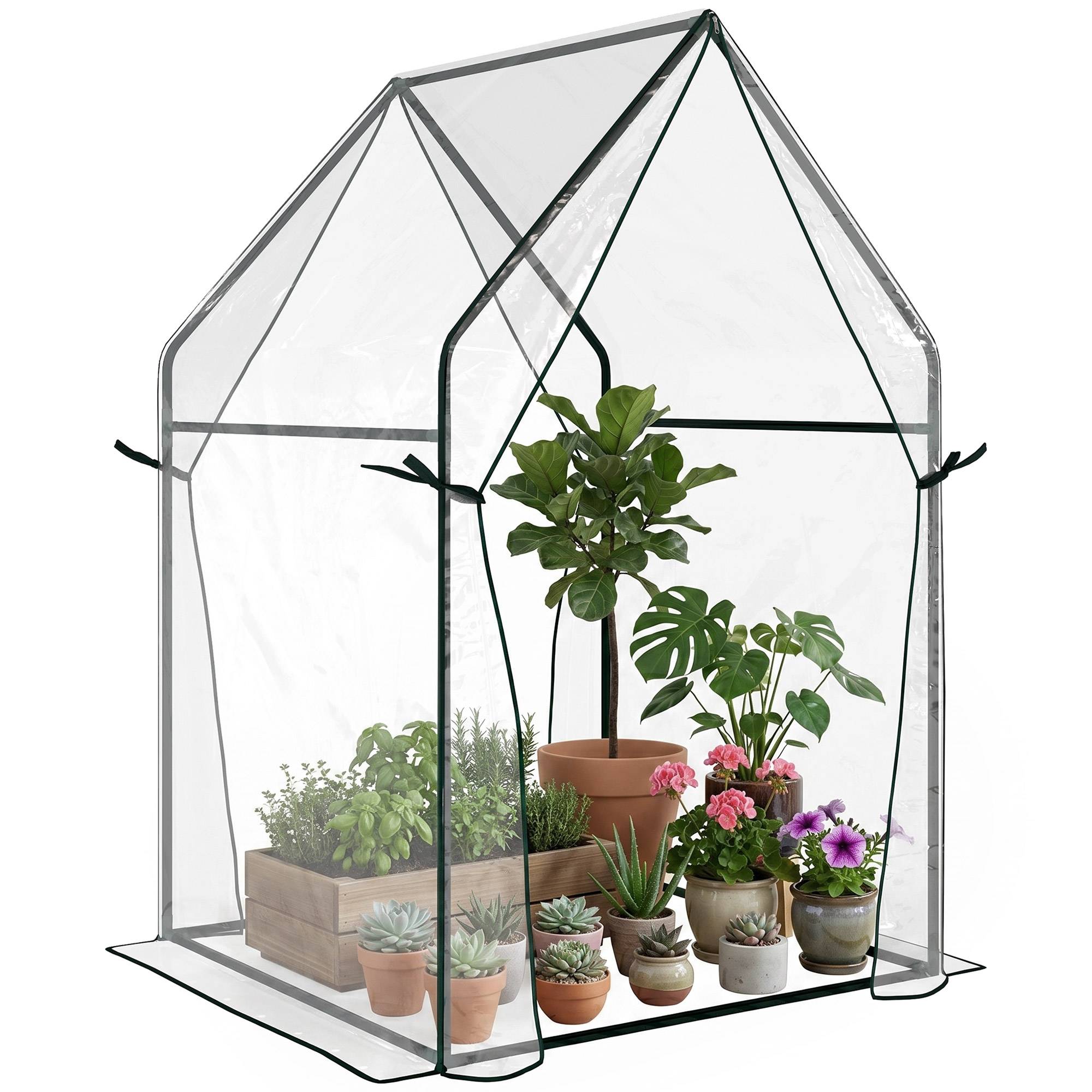 Serre de jardin, Serre à Tomate pour le jardin avec 2 portes zippées, dim. 90 x 90 x 145cm - Image 1