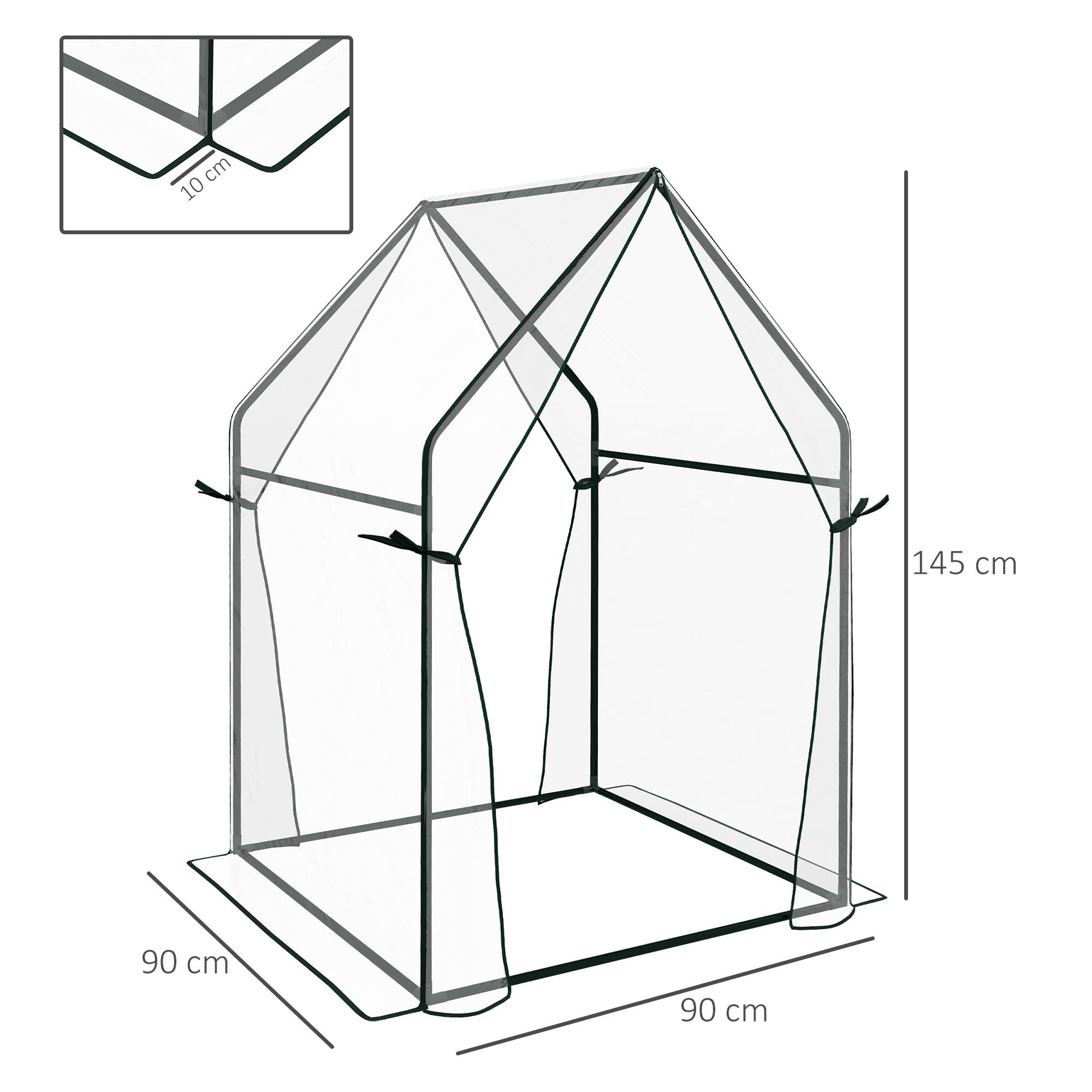 Serre de jardin, Serre à Tomate pour le jardin avec 2 portes zippées, dim. 90 x 90 x 145cm - Image 5