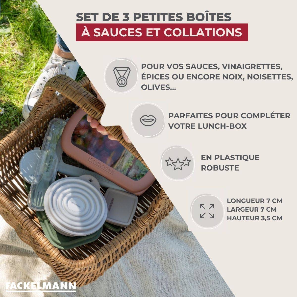 Lot de 6 lunch box 1L avec 3 boites à sauce Fackelmann Storage - Image 8