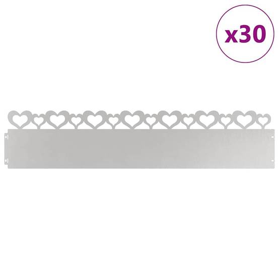 Lot 30 bordures pelouse acier inoxydable jardin allée délimitation claire 103x22cm argent - ComfortXL Outdoor Living - Image 3