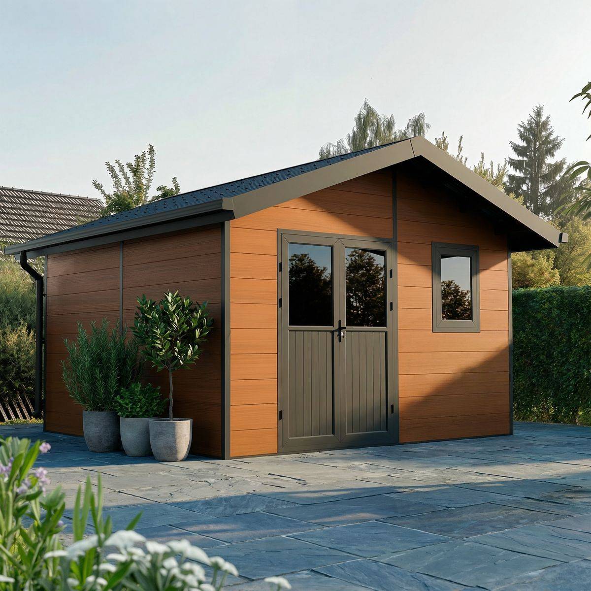 Direct Abris - Abri de Jardin Composite ISORA - 15m2 Brun - Cabane Atelier / Abri Velo - Image 1