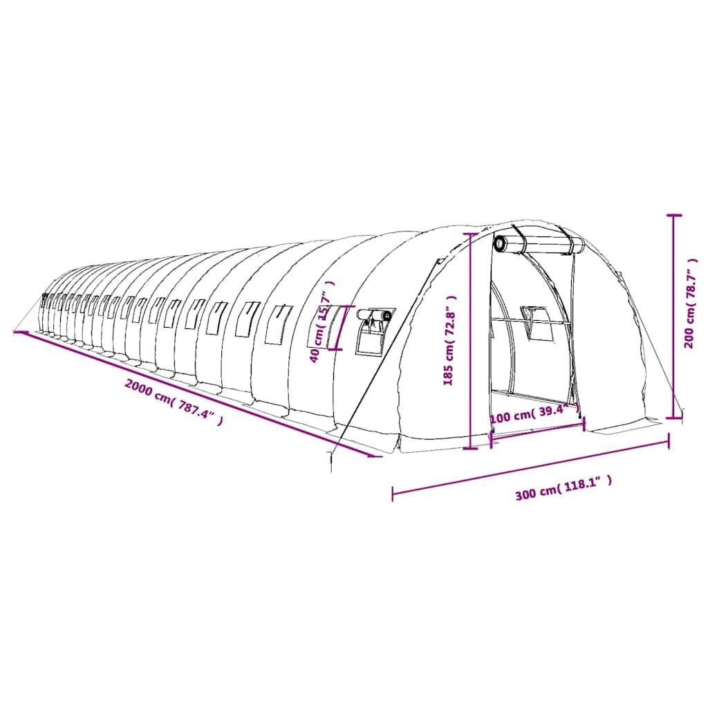 Serre Tunnel Jardin Acier Galvanisé 60m² Blanc Protection Cultures 20x3x2m - ComfortXL Outdoor Living - Image 6