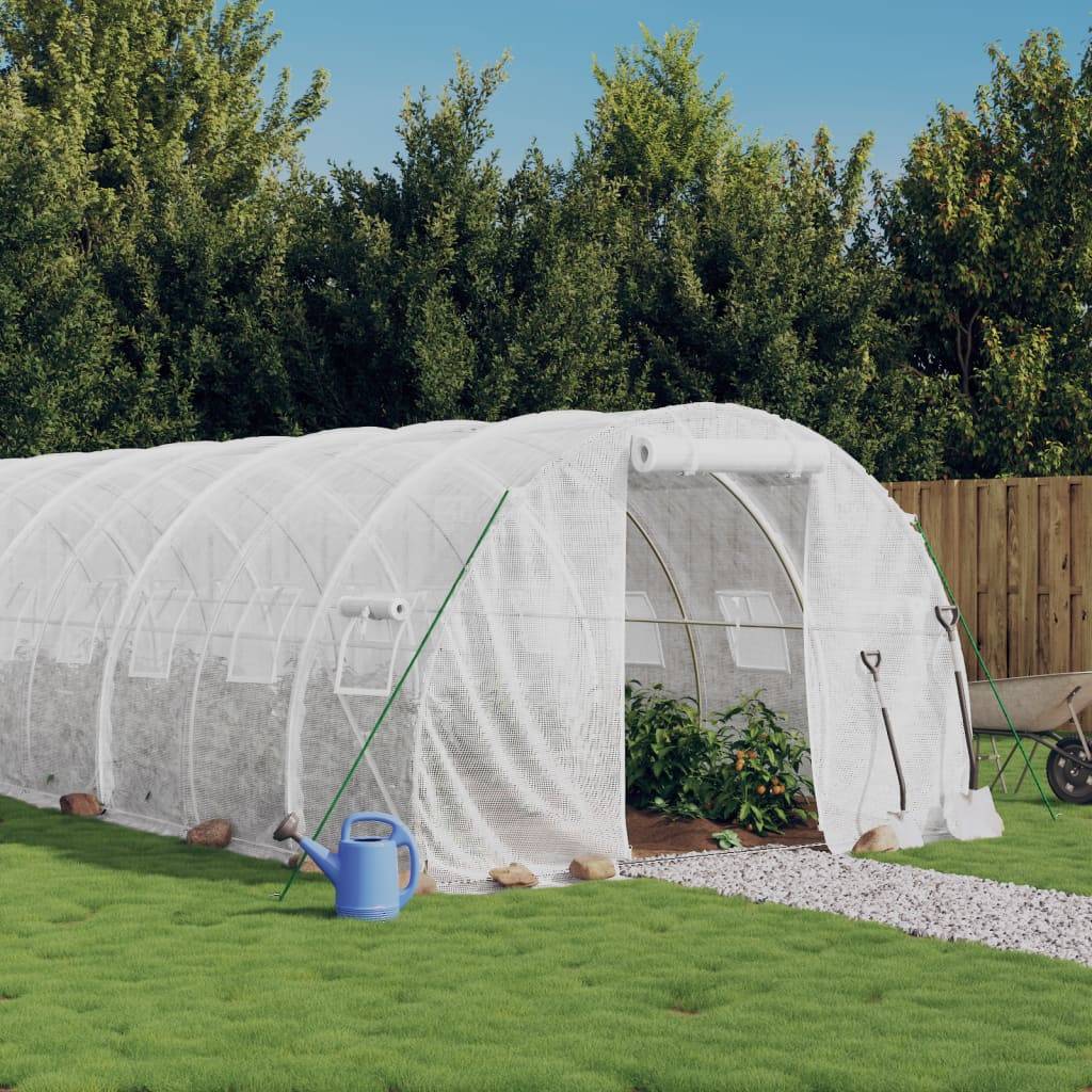 Serre Tunnel Jardin Acier Galvanisé 60m² Blanc Protection Cultures 20x3x2m - ComfortXL Outdoor Living - Image 1