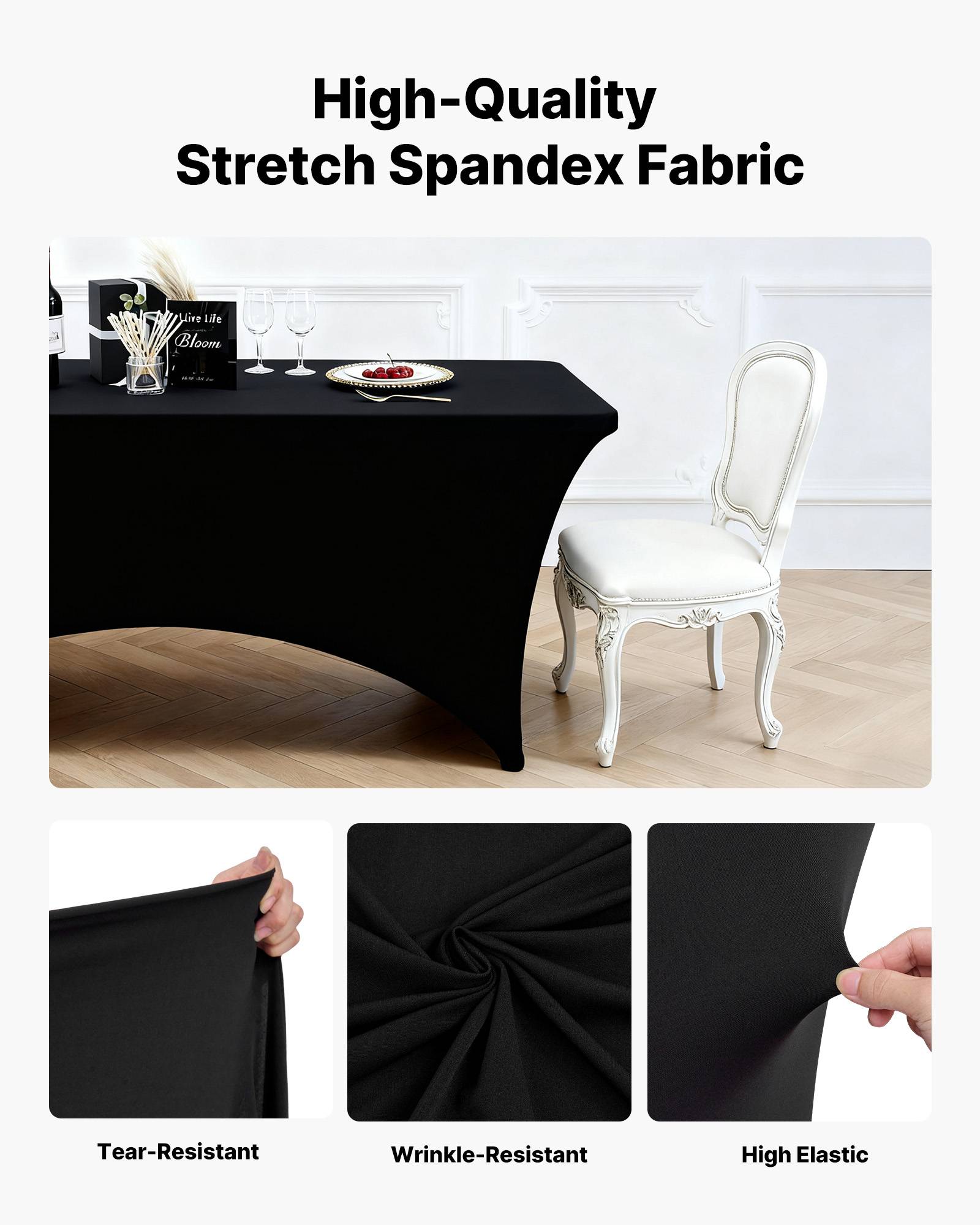 Vevor - VEVOR Nappe extensible en polyester et élasthanne 183 x 76 x 76 cm 6 pcs noir - Image 3