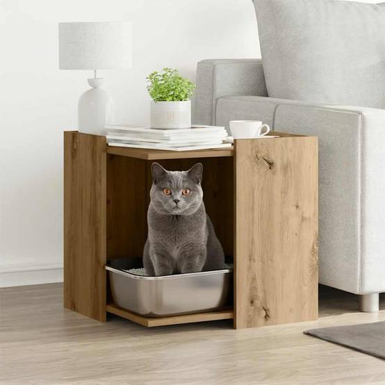 Vidaxl - Meuble de bac à litière pour chat chêne artisanal 53x53x51 cm vidaXL 857759 - Image 1