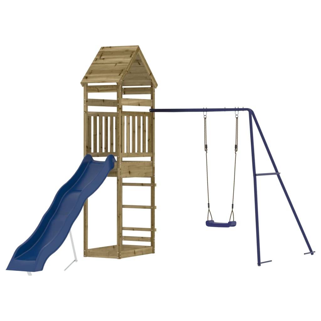 Helloshop26 - Aire de jeux d'extérieur balançoires toboggan portiques robuste jeux jardin 53 x 85 x 264 cm bois de pin imprégné - Image 1