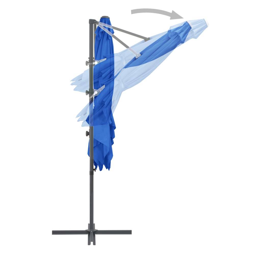 Helloshop26 - Parasol déporté avec mât en acier 250 x 250 cm bleu azuré - Image 5