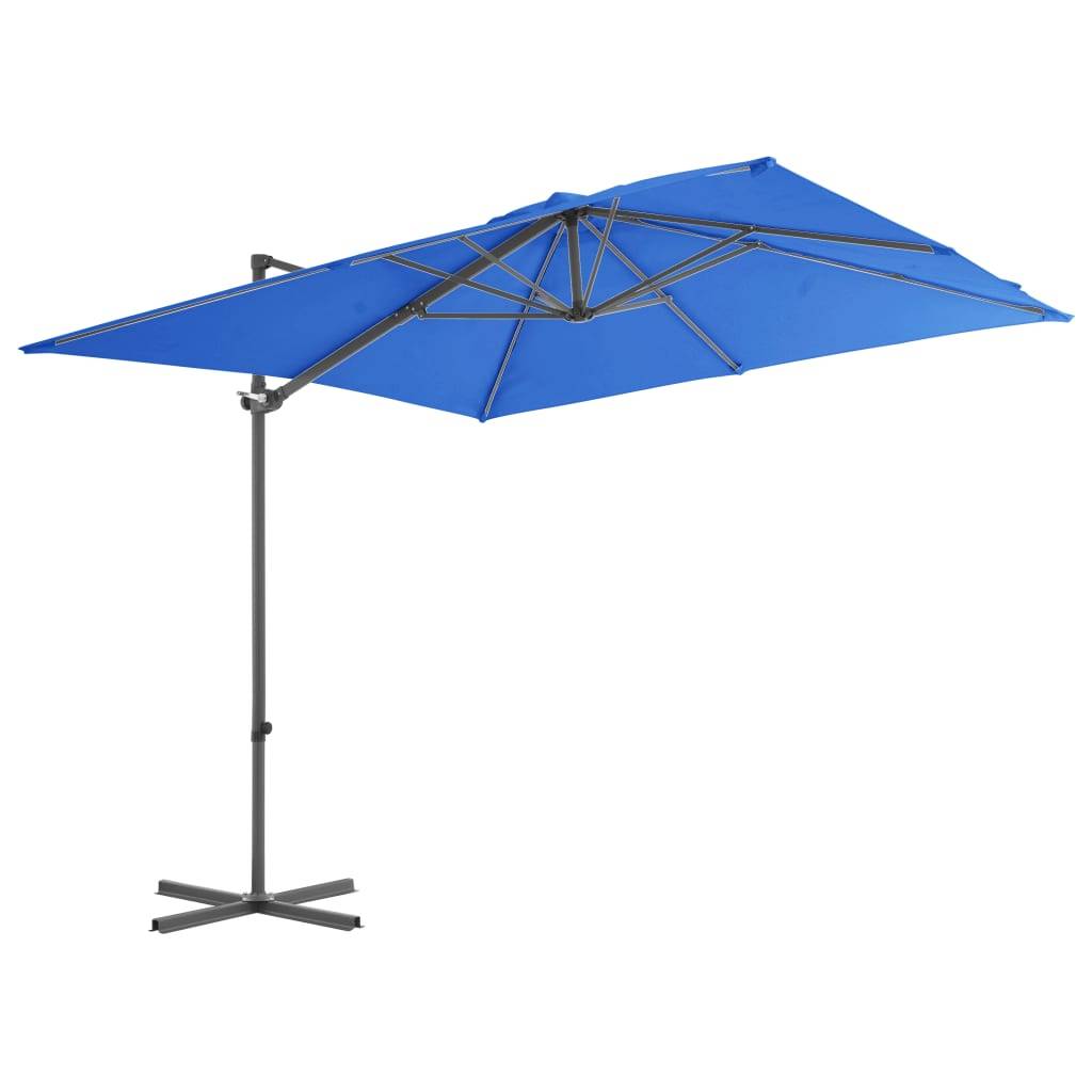 Helloshop26 - Parasol déporté avec mât en acier 250 x 250 cm bleu azuré - Image 2