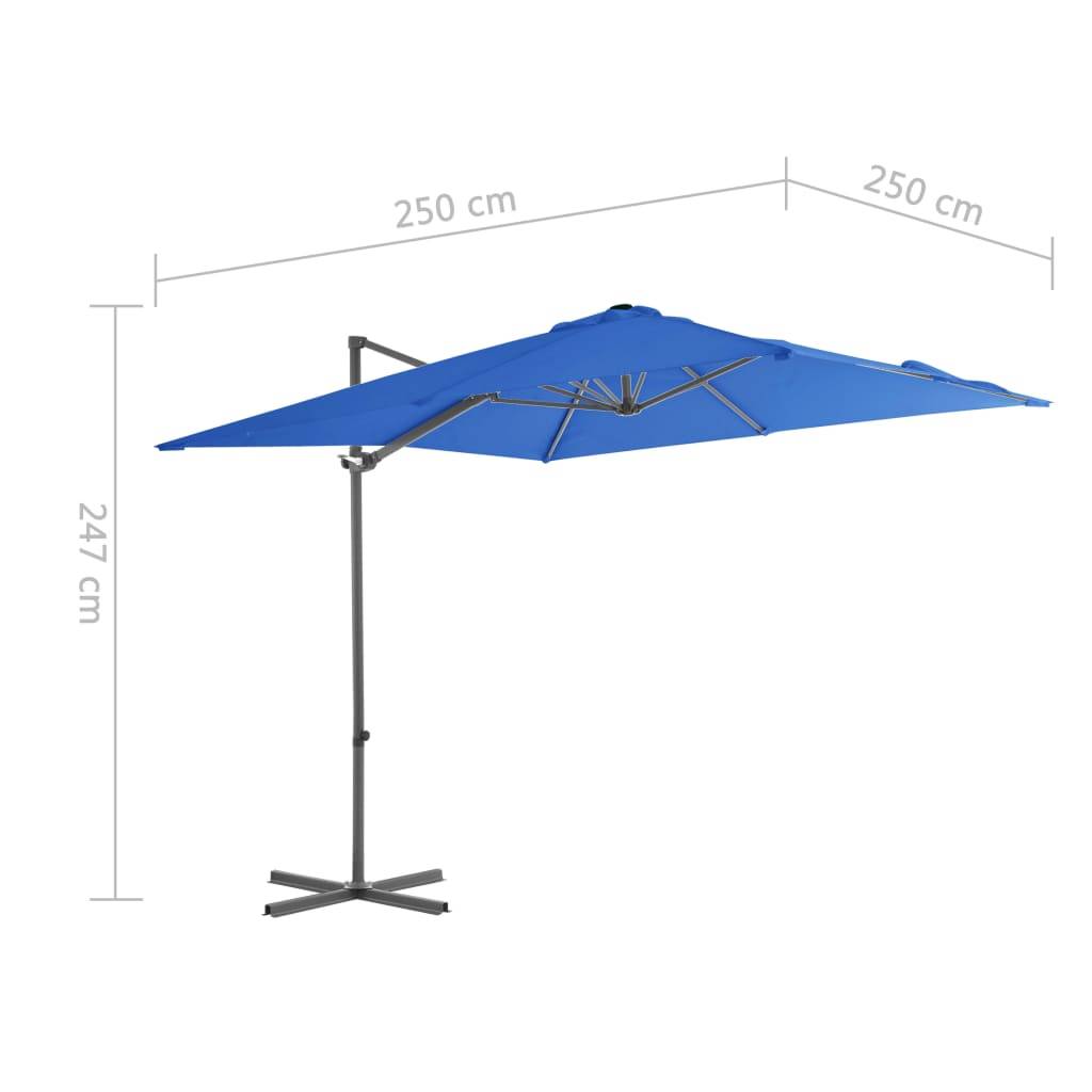 Helloshop26 - Parasol déporté avec mât en acier 250 x 250 cm bleu azuré - Image 8