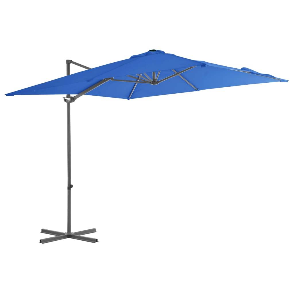 Helloshop26 - Parasol déporté avec mât en acier 250 x 250 cm bleu azuré - Image 1