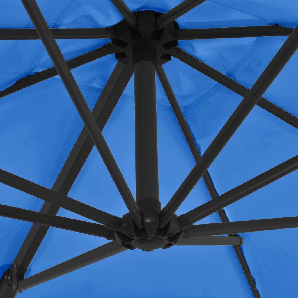 Helloshop26 - Parasol déporté avec mât en acier 250 x 250 cm bleu azuré - Image 6