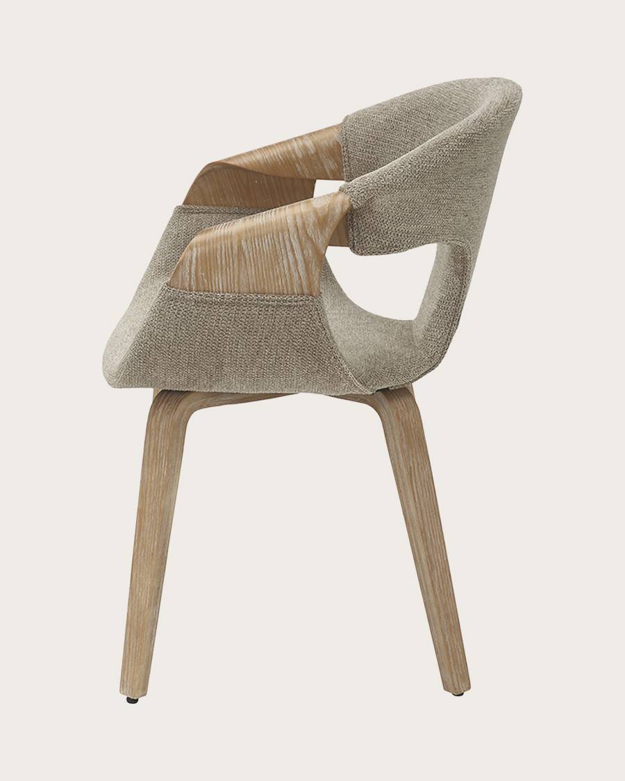 Gazy - chaise en tissu Taupe et bois blanchi - UNIQKA - Image 7