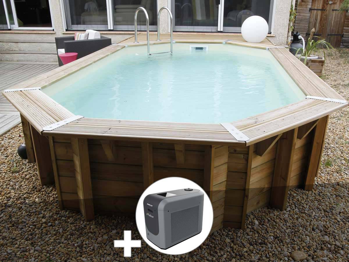 Ubbink - Kit piscine bois Ubbink Océa 5,50 x 3,55 x 1,20 m - Liner gris + Poolican