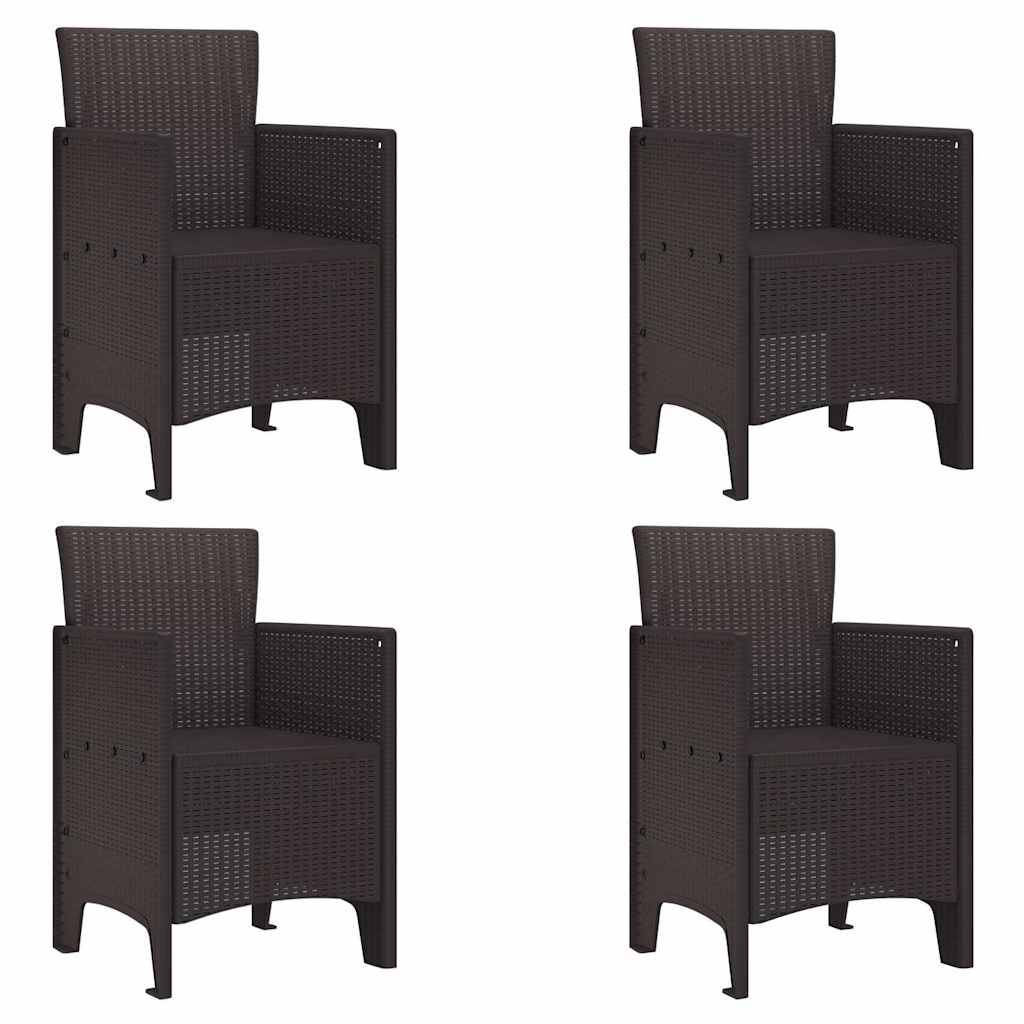 Maison Chic - Lot De 4 Chaises De Jardin - Fauteuils De Jardin Marron 53 x 49 x 85 cm PP - Image 1