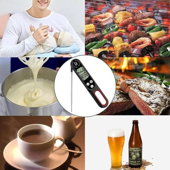 Thermomètre alimentaire - Thermomètre à viande - Thermomètre de cuisine - Avec grand écran LCD et sonde pliable - Noir-Lytech - Image 4