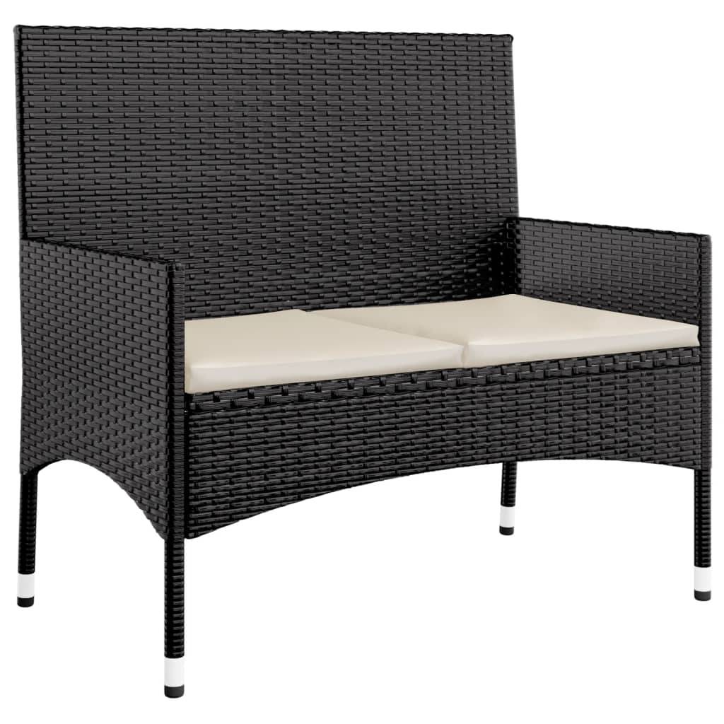Helloshop26 - Salon de jardin meuble d'extérieur ensemble de mobilier 4 pièces avec coussins noir résine tressée - Image 7