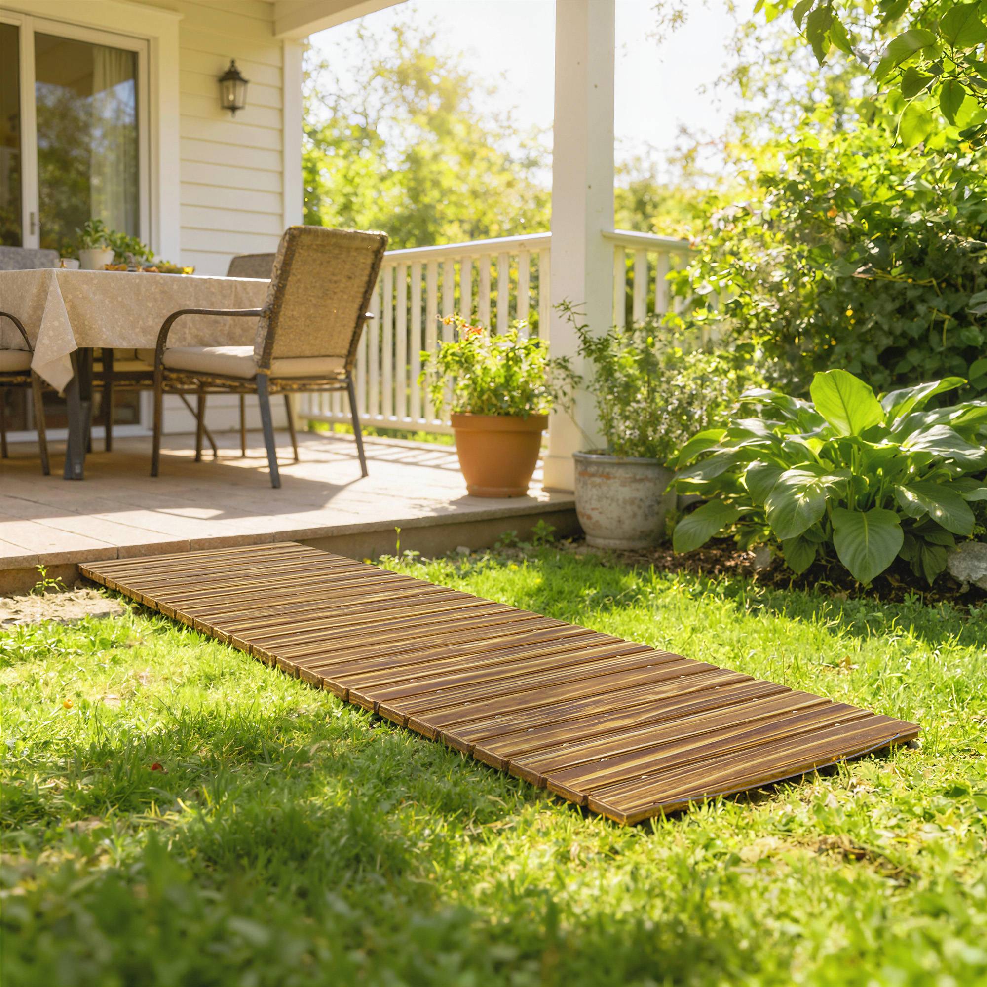 ComfortXL - Chemin de jardin en bois de sapin 120 x 38 cm enroulable extérieur antidérapant - ComfortXL Outdoor Living - Image 4