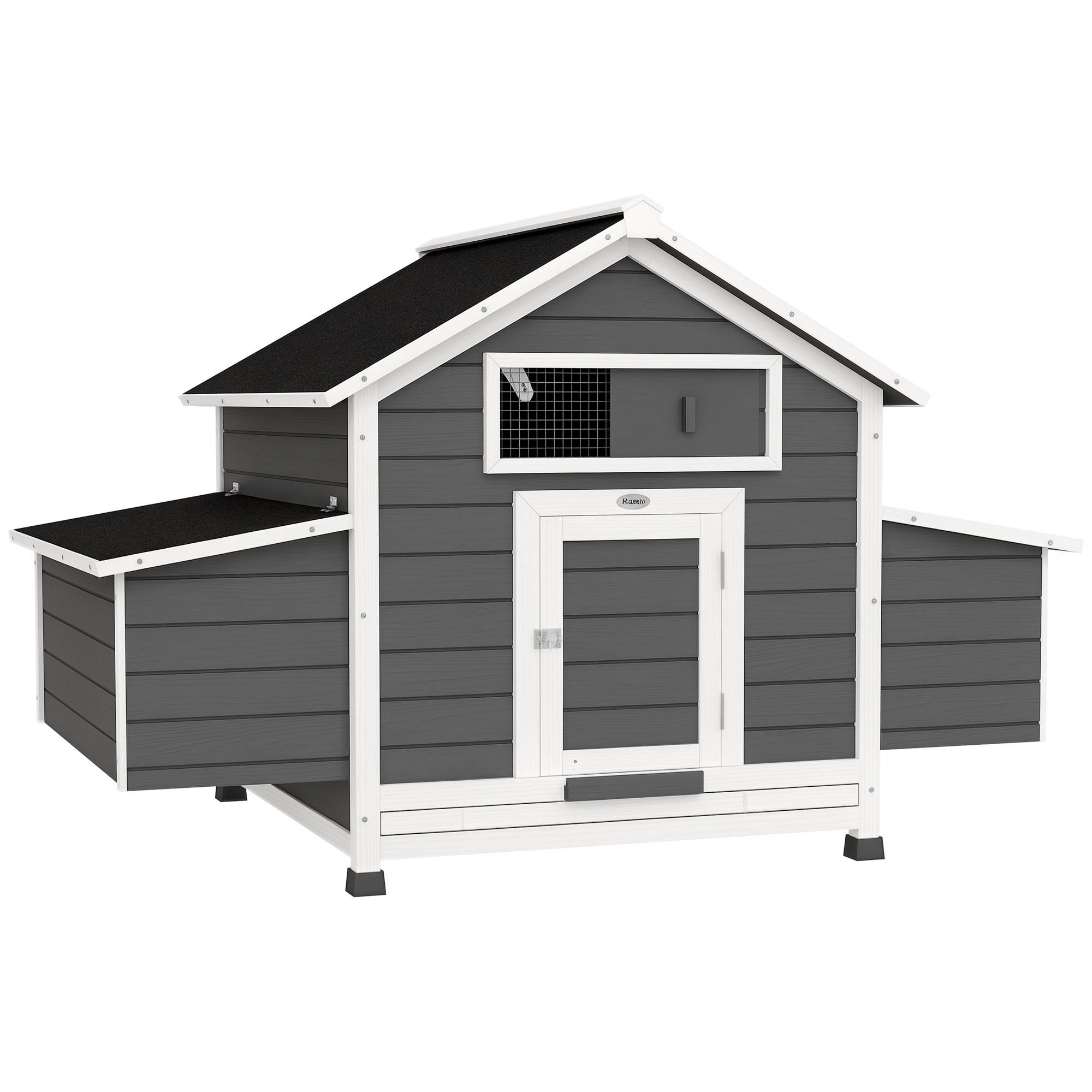 Poulailler extérieur bois sapin 2-4 poules double pondoir tiroir amovible 150x100x96cm gris - ComfortXL Outdoor Living - Image 1