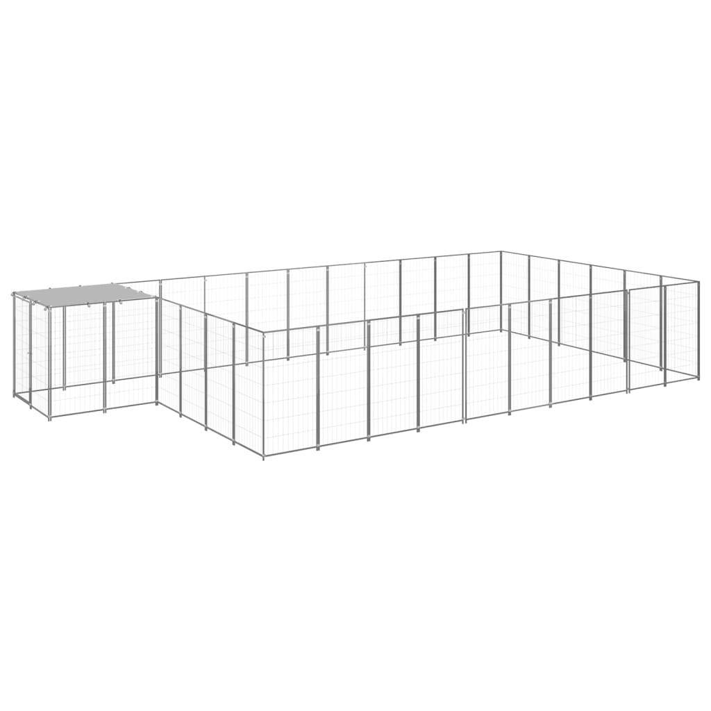 Helloshop26 - Chenil extérieur cage enclos parc animaux chien argenté 19,36 m² acier - Image 1