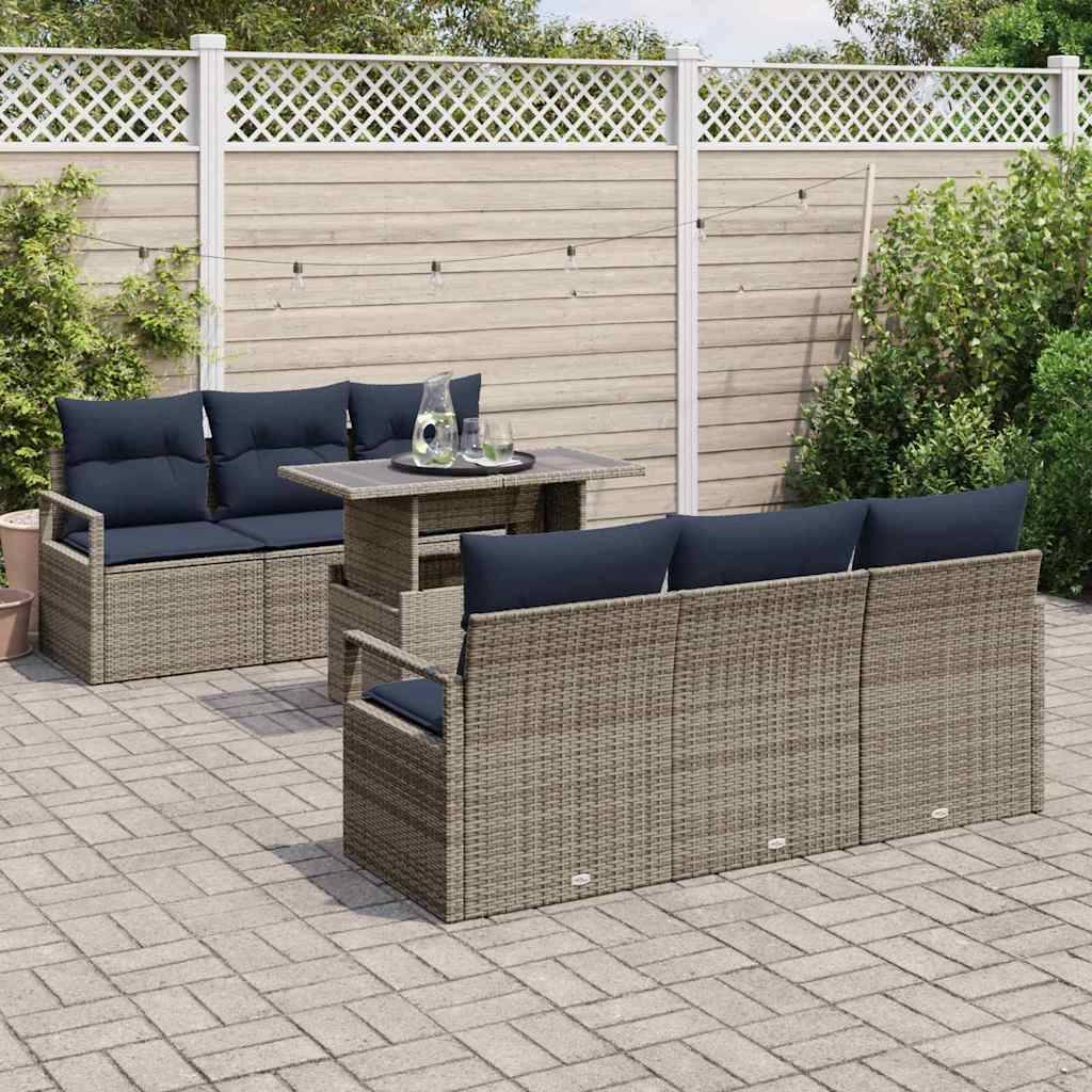 Vidaxl - Ensemble de canapé de jardin avec stockage 7 pcs Gris polyrotin vidaXL 3348751 - Image 4