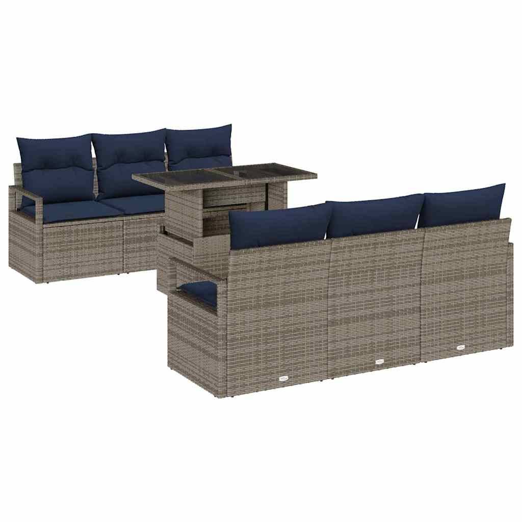 Vidaxl - Ensemble de canapé de jardin avec stockage 7 pcs Gris polyrotin vidaXL 3348751 - Image 2