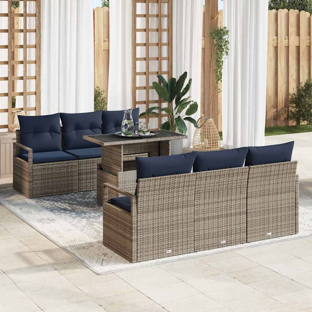 Vidaxl - Ensemble de canapé de jardin avec stockage 7 pcs Gris polyrotin vidaXL 3348751 - Image 1