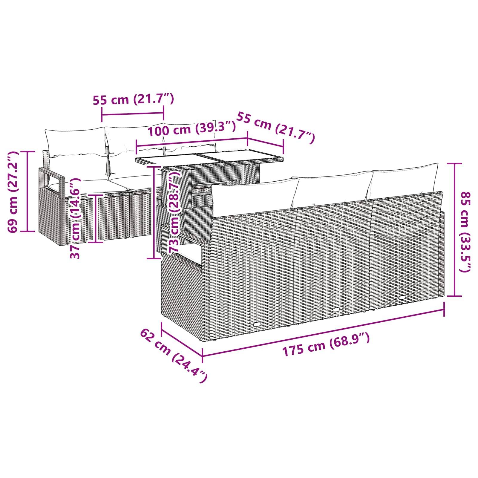 Vidaxl - Ensemble de canapé de jardin avec stockage 7 pcs Gris polyrotin vidaXL 3348751 - Image 3