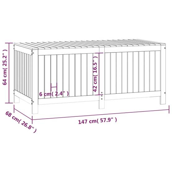 Coffre boîte meuble de jardin rangement blanc 147 x 68 x 64 cm bois de pin - Image 6