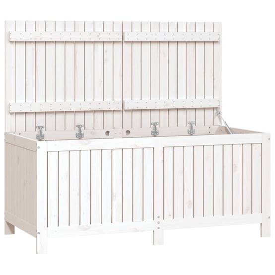 Coffre boîte meuble de jardin rangement blanc 147 x 68 x 64 cm bois de pin - Image 1