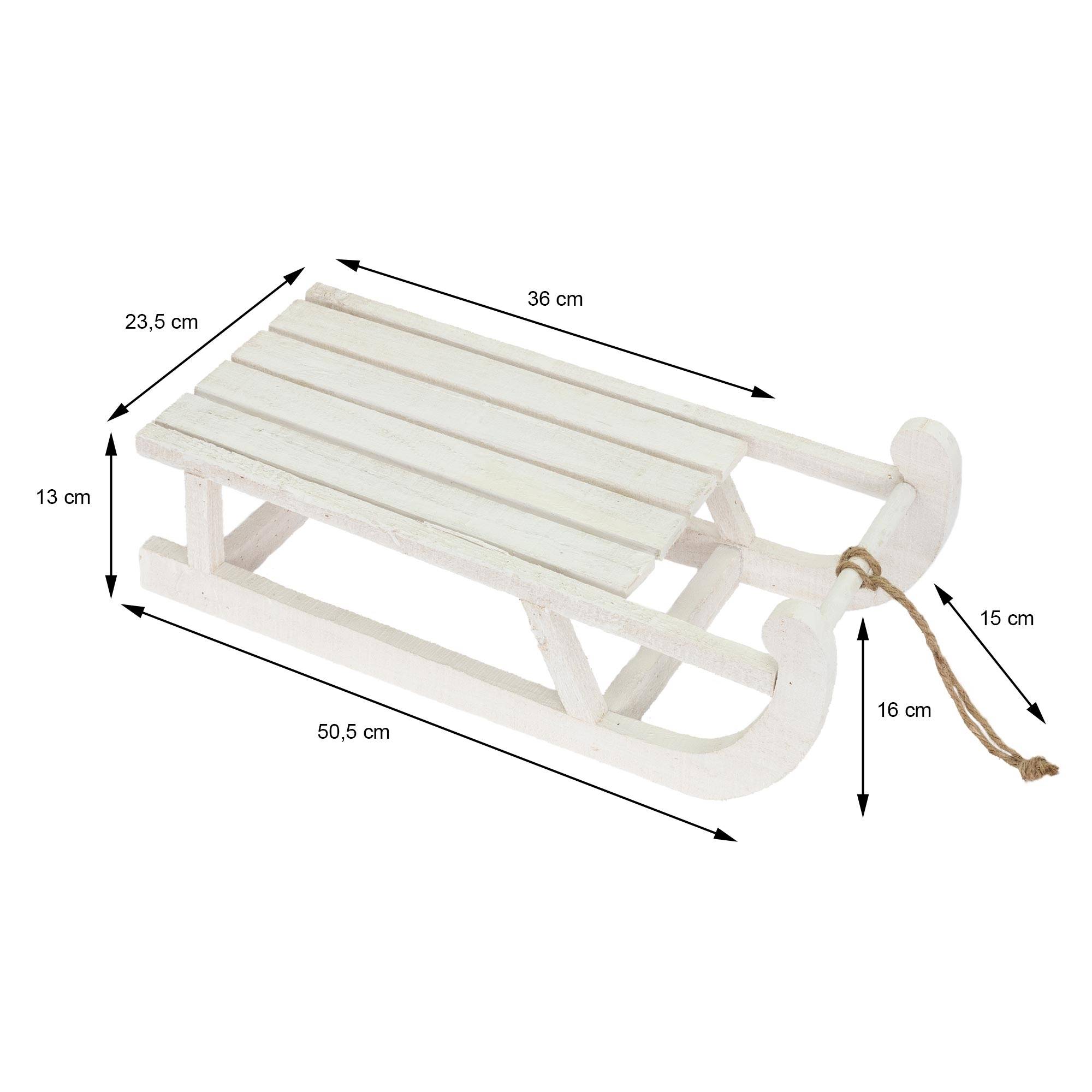 Ecd-Germany - Traineau décoratif de Noël en bois blanc décoration avec LEDs blanc chaud 50,5cm - Image 6