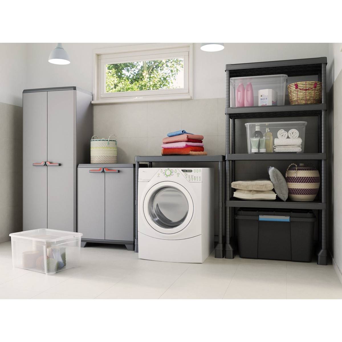 Keter - Armoire basse de Rangement Multifonctions Résine Étagères et Pieds 39 x 68 x 90 cm KETER - Image 3
