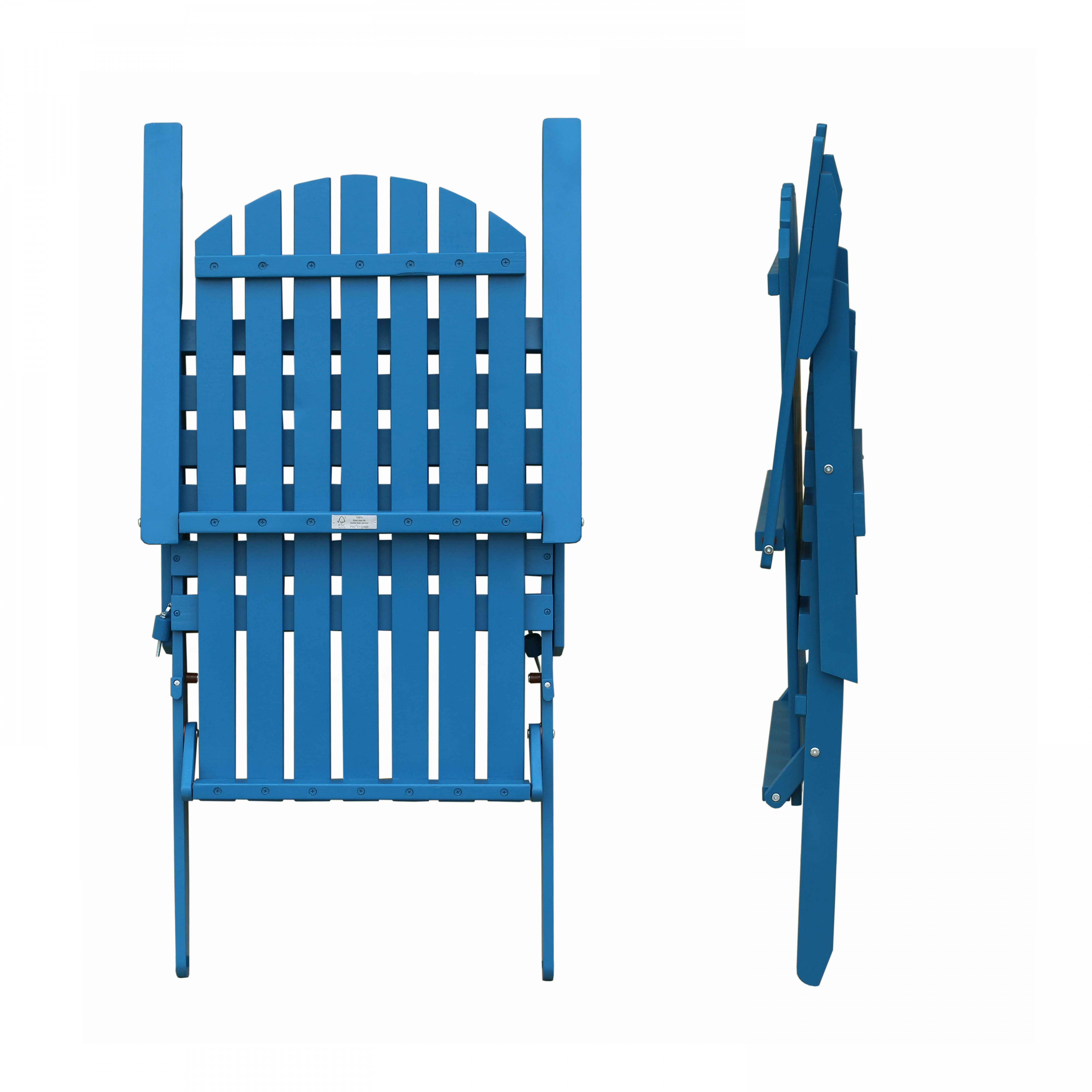 Oviala - Fauteuil relax pliant en bois d'eucalyptus bleu pacific - Oviala - Image 5