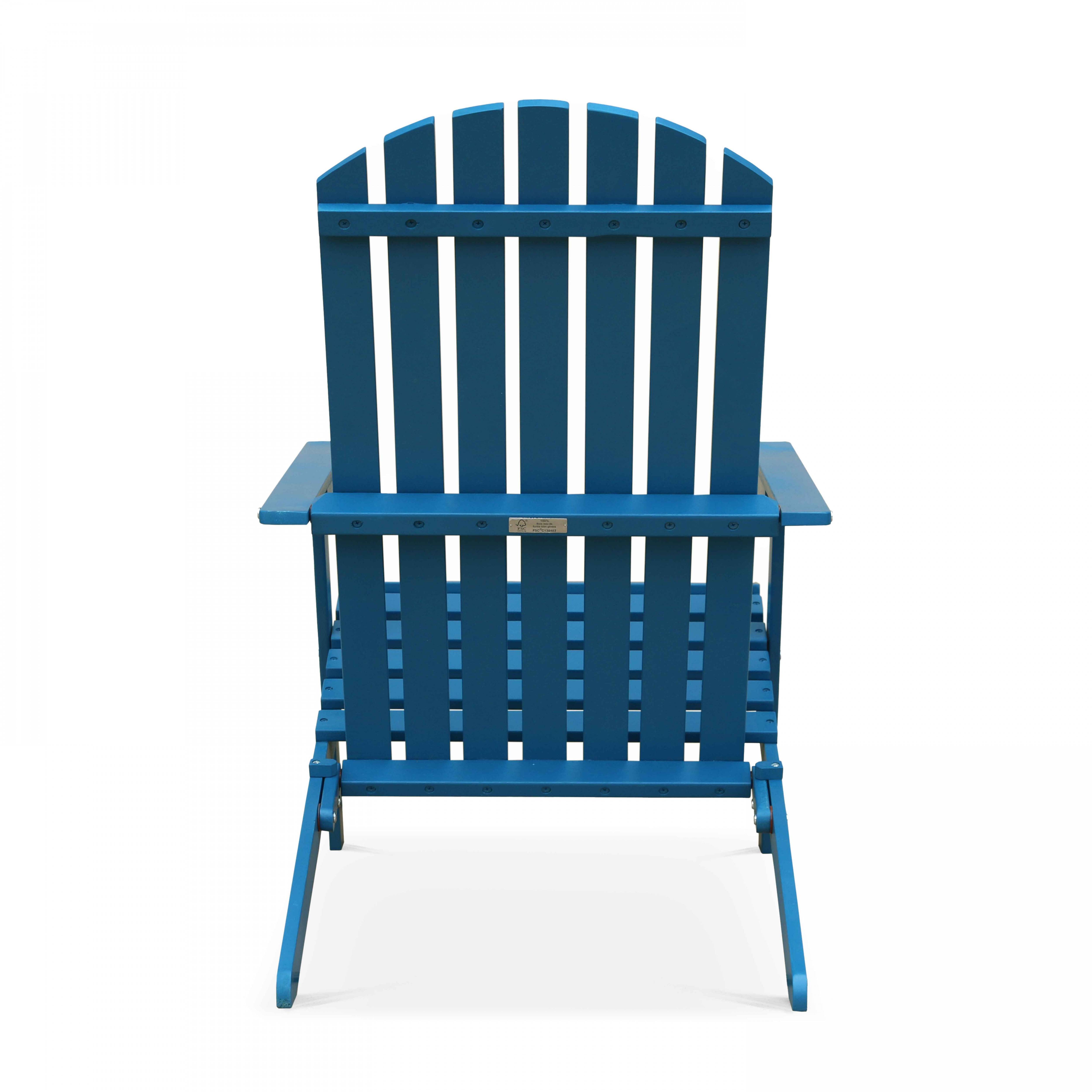 Oviala - Fauteuil relax pliant en bois d'eucalyptus bleu pacific - Oviala - Image 4