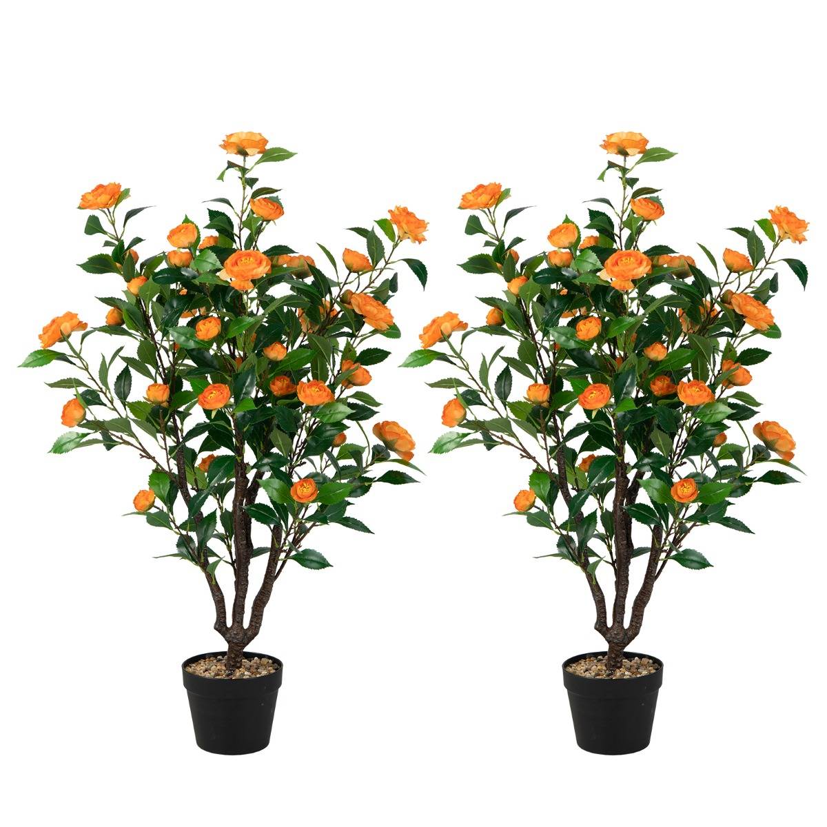 Fleur Artificielle Camélia 37 Têtes Résistantes aux UV 100 cm avec Pot Déco de Maison Nuptiale de Noce - Image 4