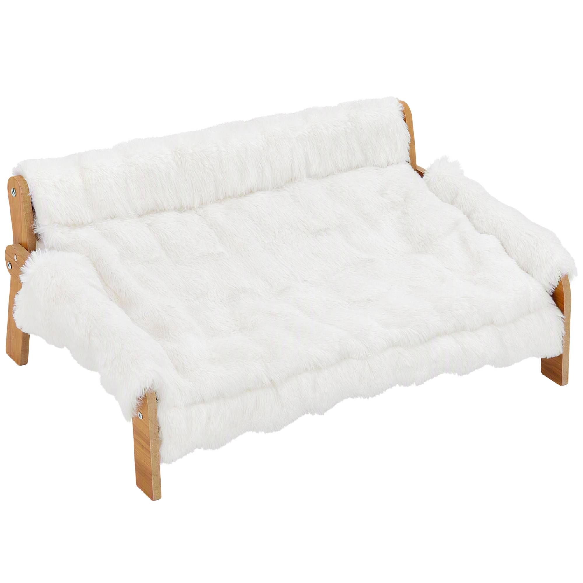ComfortXL - Canapé pour chien et chat en MDF et peluche blanche 70 x 47 x 30 cm pour intérieur avec coussin amovible - Image 10