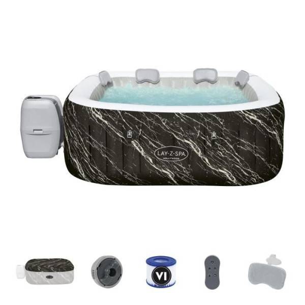 Bestway - Spa gonflable BESTWAY - Lay-Z-Spa Hollywood - 140 airjets - 180 x 180 x 66 cm - 4 a 6 places - Carré (couverture, cartouche) - Image 1