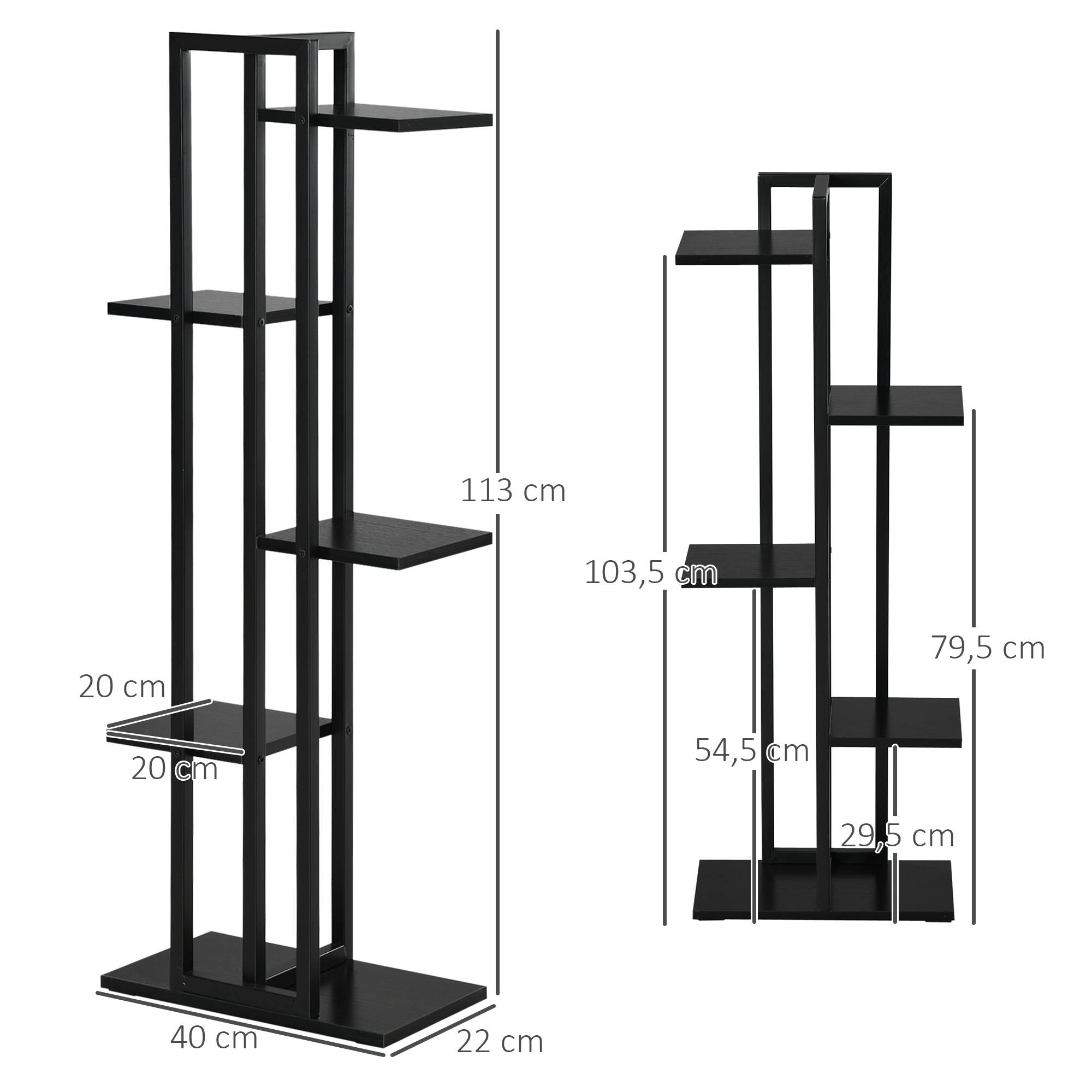 Sans Marque - Étagère à fleurs en acier 5 niveaux intérieur et extérieur support de plantes pour jardin balcon salon 40x22x113cm noir - Image 5