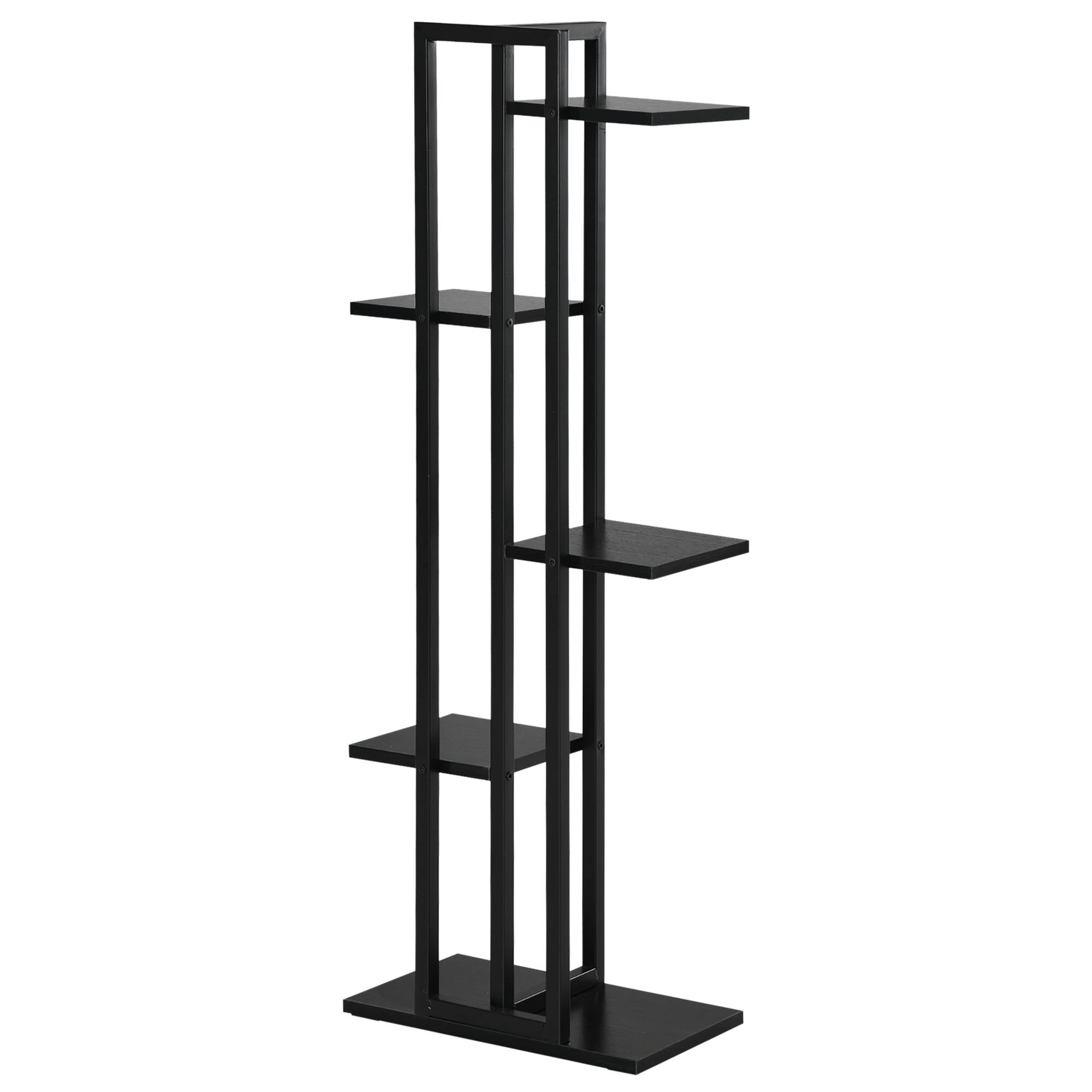 Sans Marque - Étagère à fleurs en acier 5 niveaux intérieur et extérieur support de plantes pour jardin balcon salon 40x22x113cm noir - Image 2