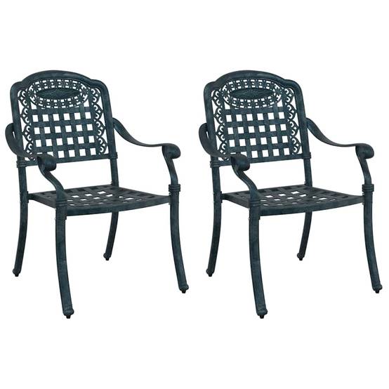 Chaise de jardin aluminium vert 55 x 56,5 x 91 cm (Lot de 2) - PANGIVO - Image 2
