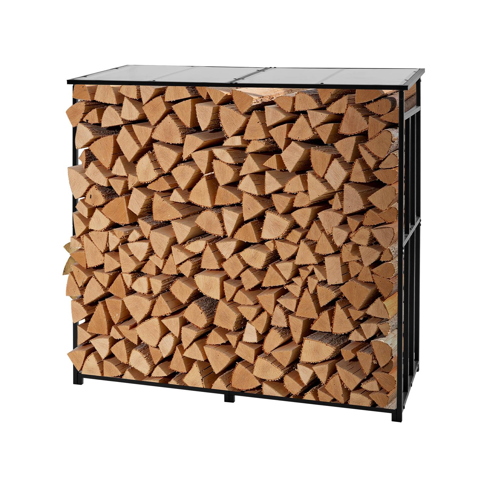 Vevor - VEVOR support à bois 185 x 70 x 180 cm, toit polycarbonate, acier galvanisé, capacité 3/8 corde, charge 299,4 kg.