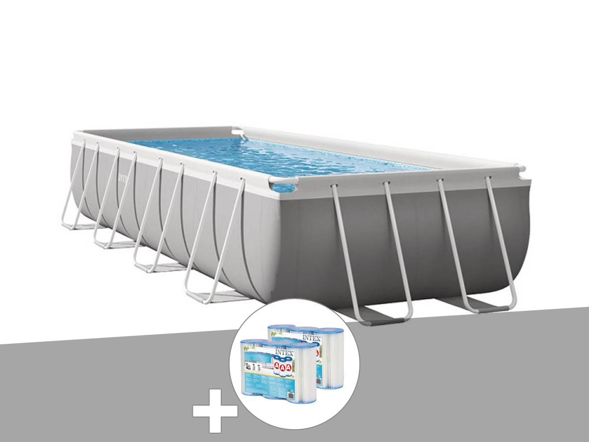Kit piscine tubulaire Intex Prism Frame rectangulaire 4,88 x 2,44 x 1,07 m + 6 cartouches de filtration - Image 1