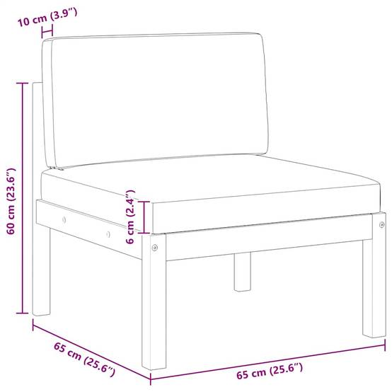 Canapé de jardin | Canapé D'extérieur | Sofa De Jardin central avec coussins en bois d'acacia et corde Maison Chic - Image 7