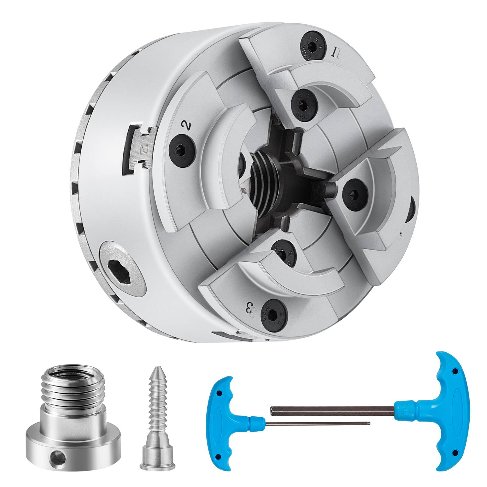 VEVOR Mandrin tour bois 70 mm, 4 mâchoires KP2-3/4, auto-centrage. Accessoires. - Image 1