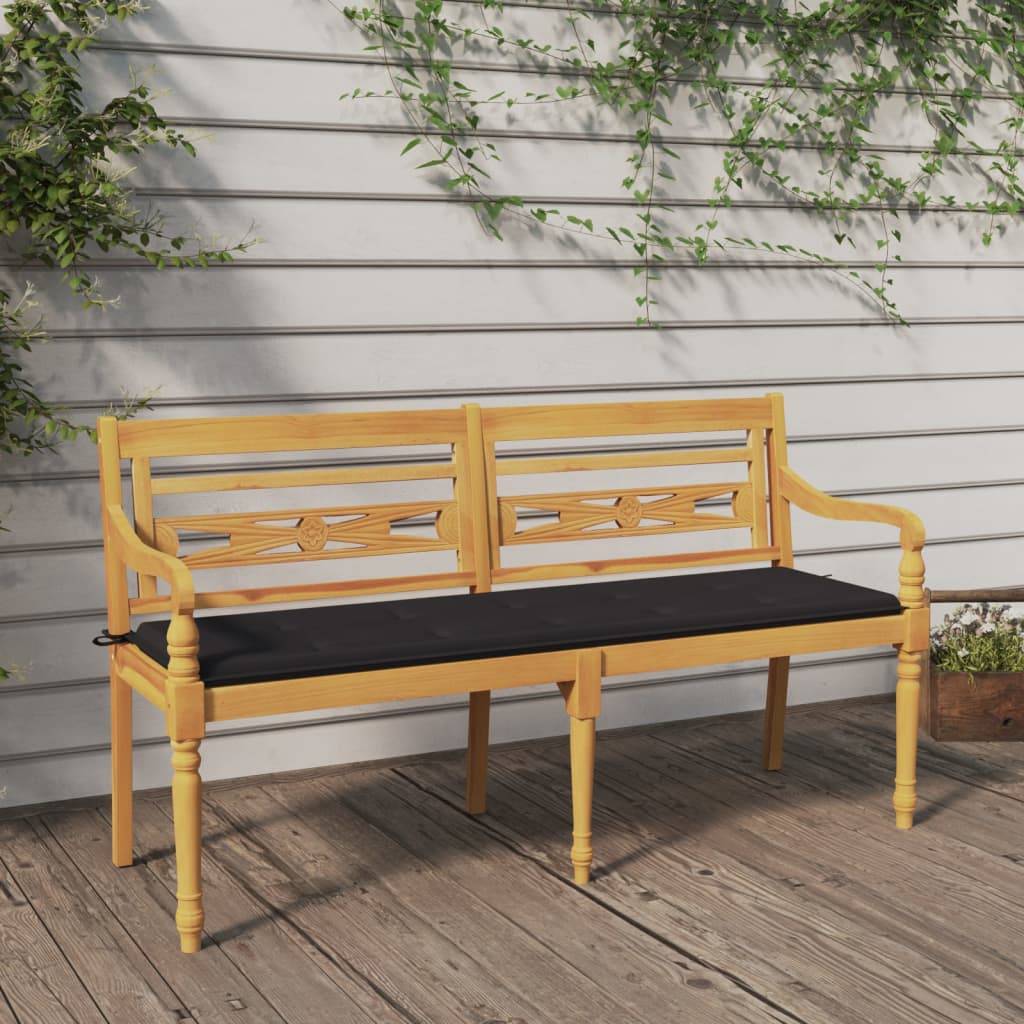 PANGIVO - Banc de jardin bois de teck anthracite 150 x 51.5 x 84 cm, Poids:19.24kg - PANGIVO - Image 1