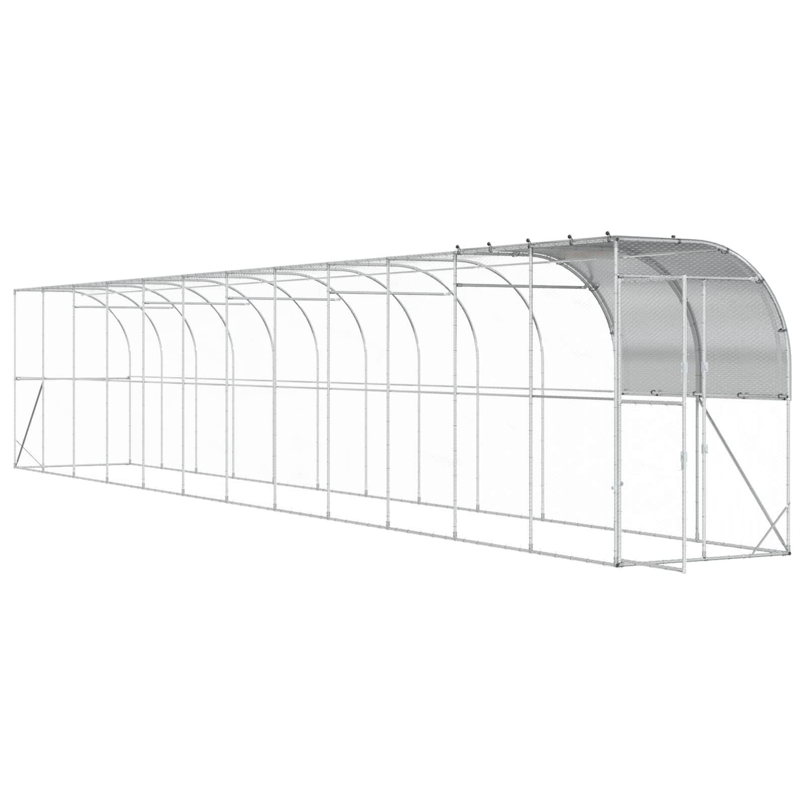 Vidaxl - Poulailler contre le mur Argenté 1200 x 150 x 215 cm vidaXL 3434730 - Image 4