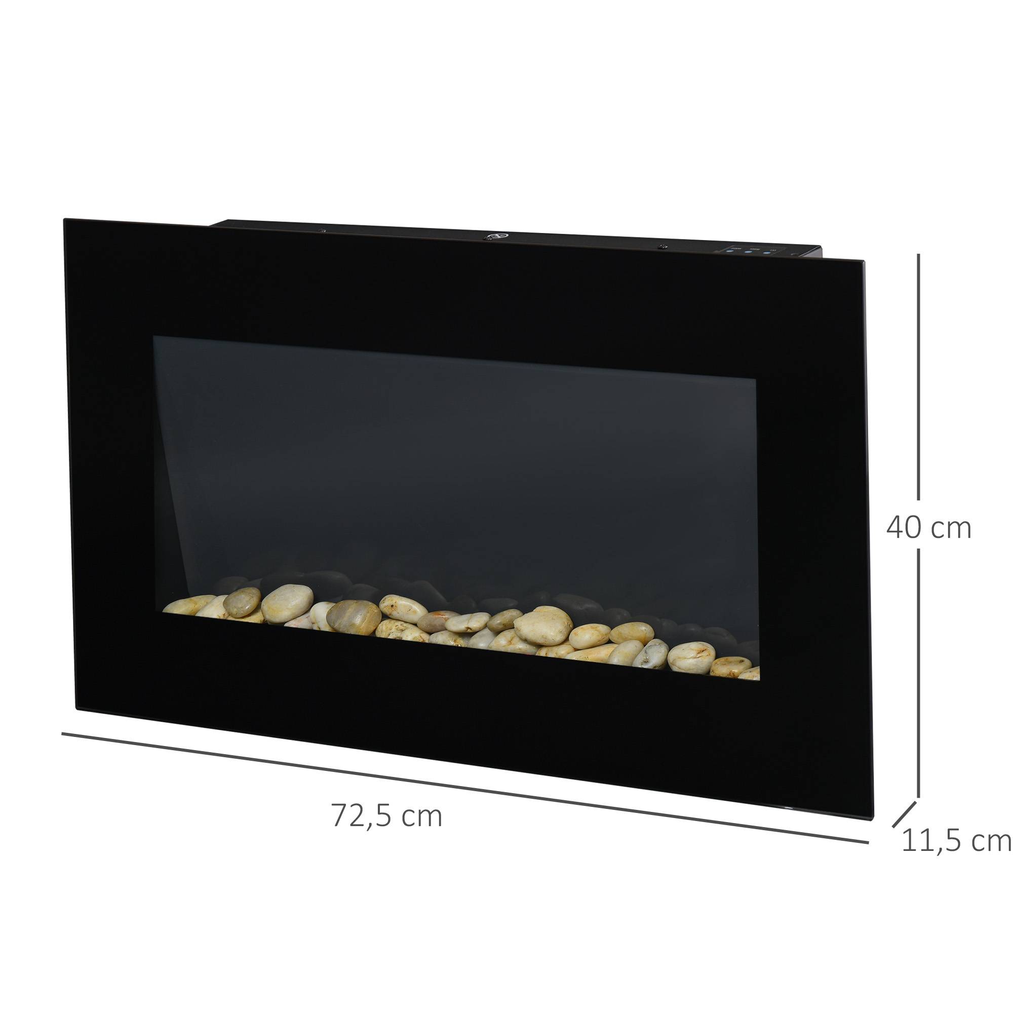Sans Marque - Cheminée murale électrique, 1000W/2000W, effet de feu LED, télécommande, look élégant, avec fonction de chauffage - Image 5