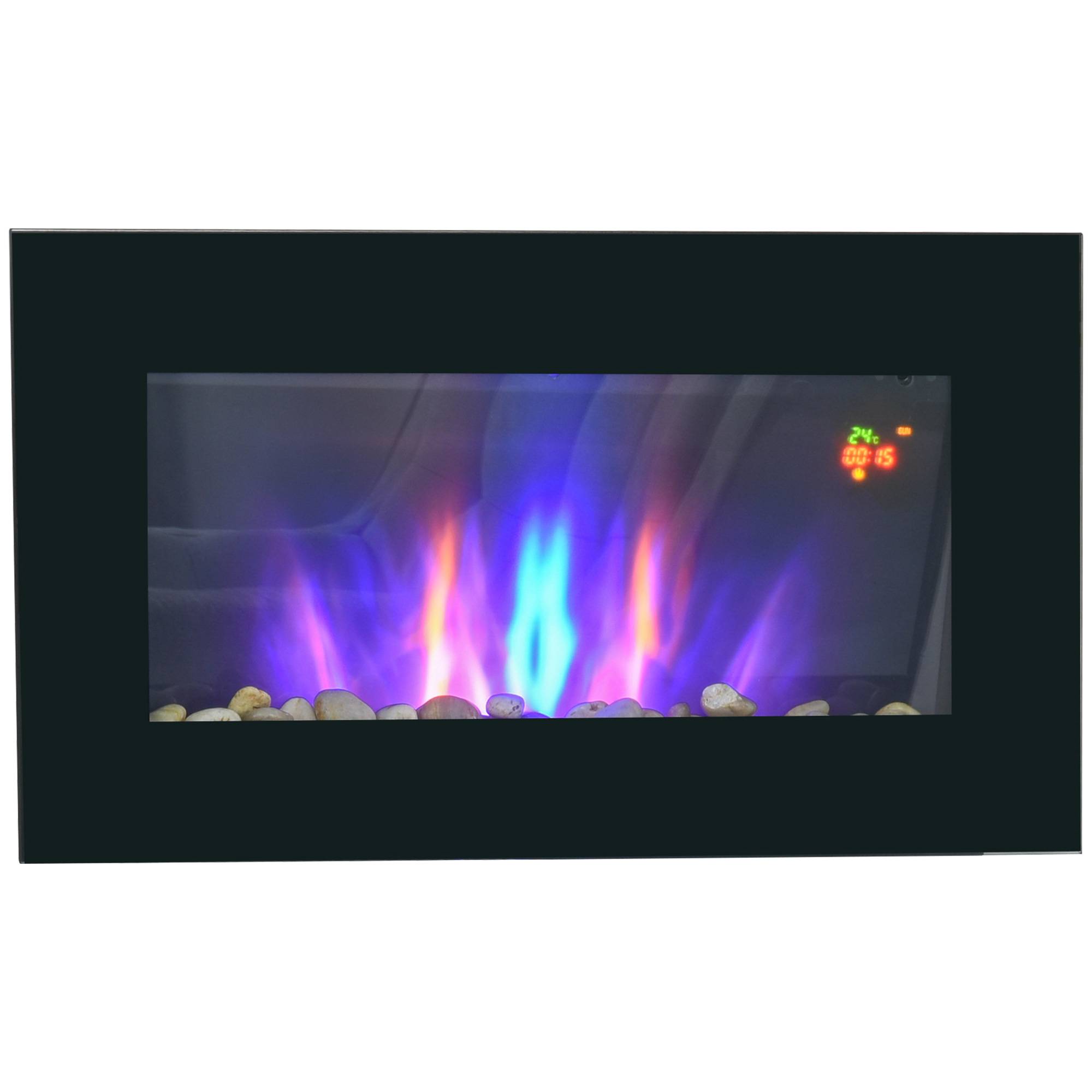 Sans Marque - Cheminée murale électrique, 1000W/2000W, effet de feu LED, télécommande, look élégant, avec fonction de chauffage - Image 1