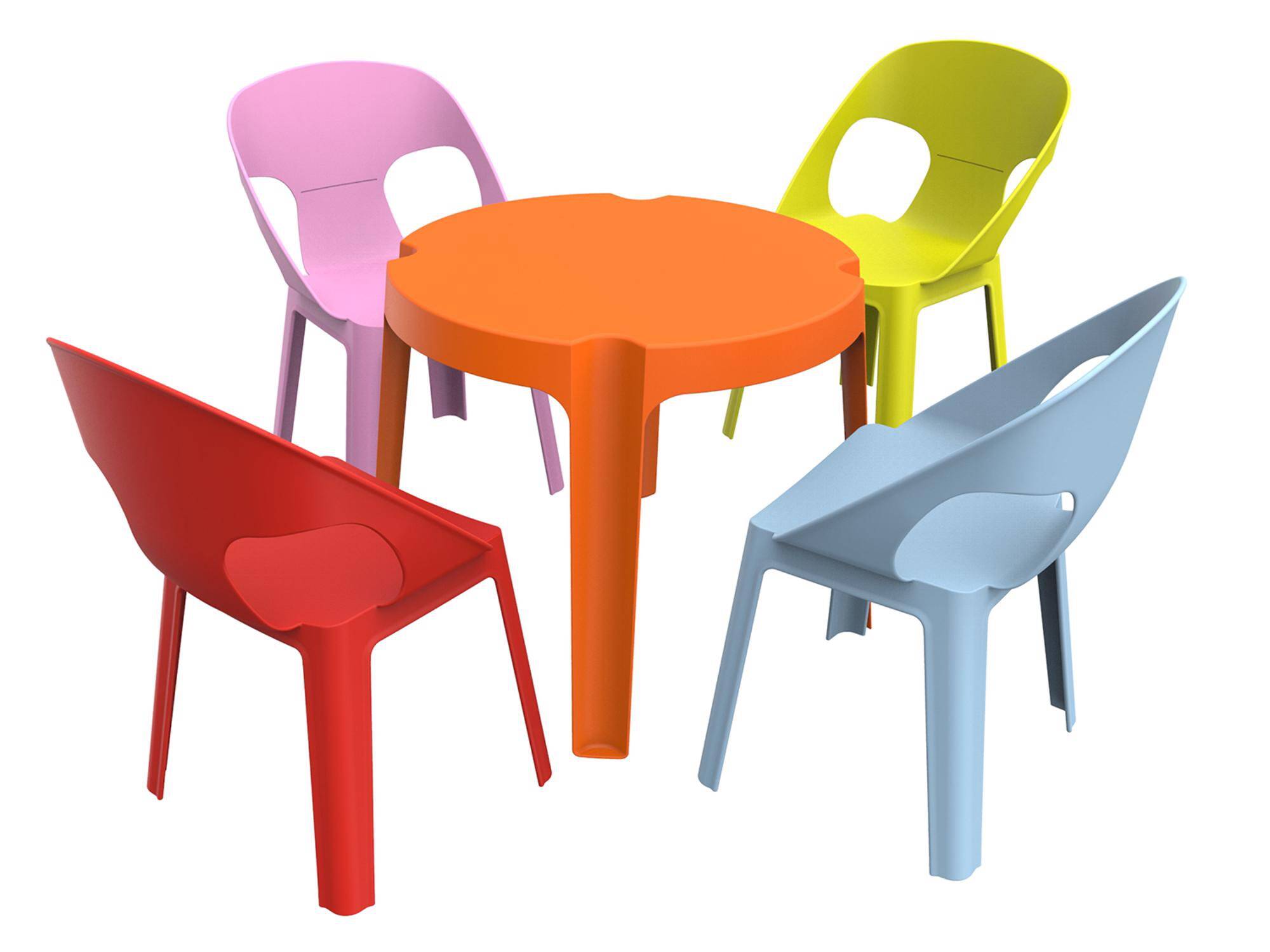 Set 4+1 chaises-table pour enfants intérieur, extérieur bleu ciel/rose/rouge/orange/vert citron RITA garbar - Image 1