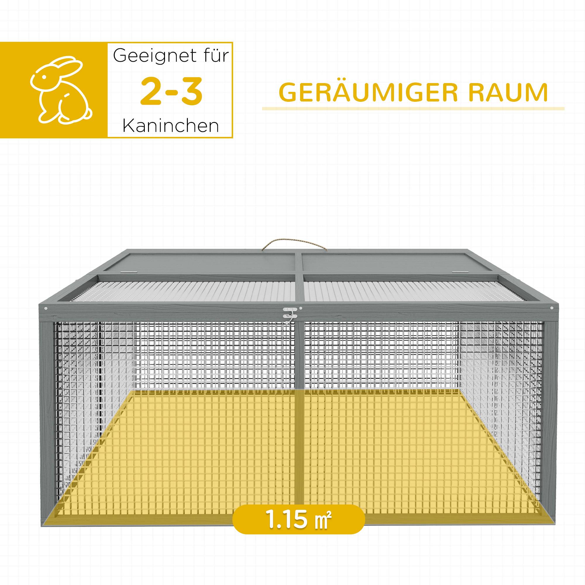 Cage petits animaux, lapins, toit ouvrant, sapin, 110 x 105 x 50 cm, gris - Image 6